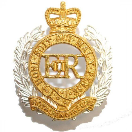 Royal Engineers Metal Officers Cap Badge 